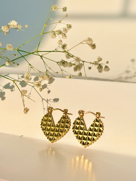 Textured Heart Hoops