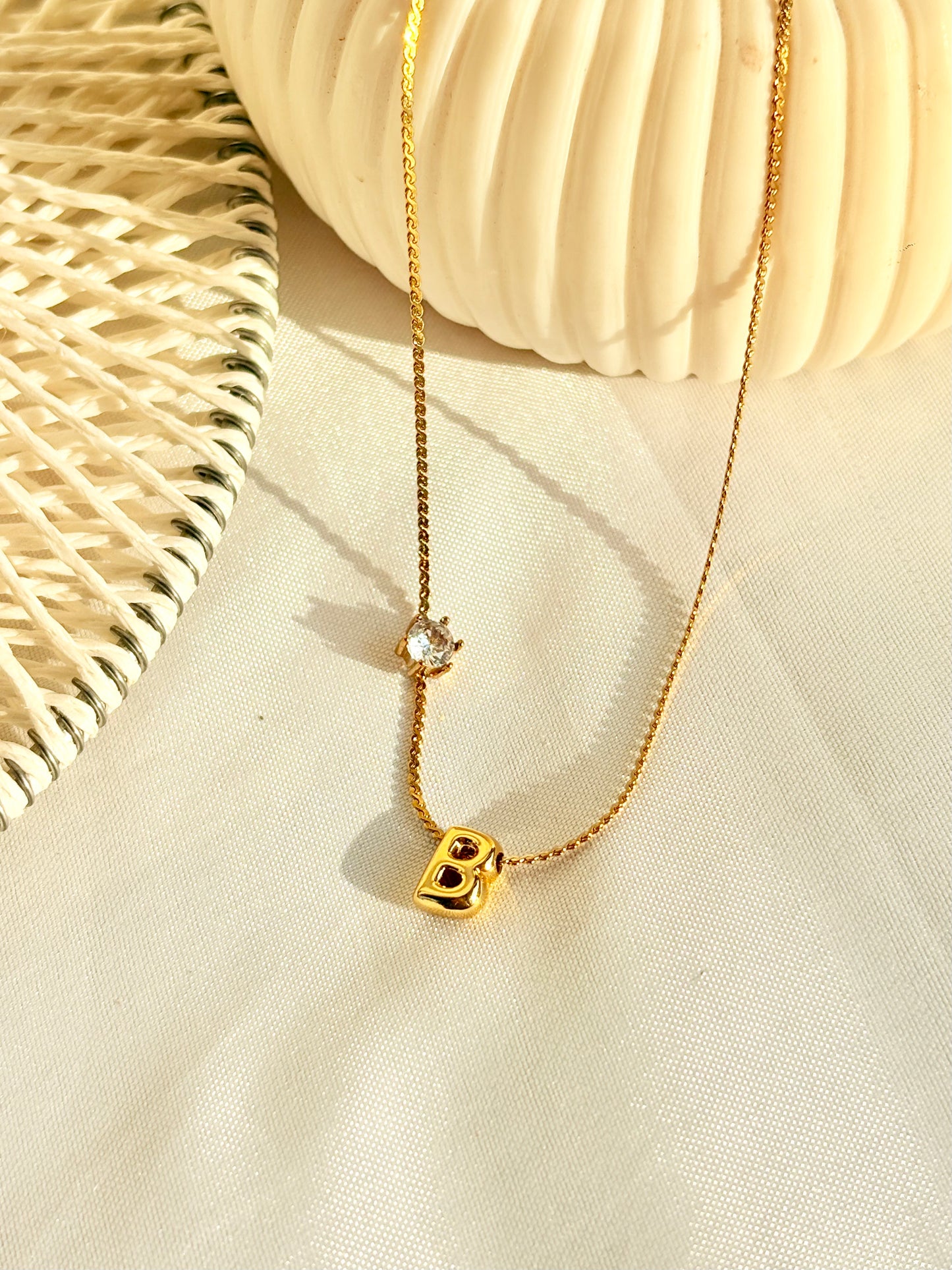 B solitaire charm drop