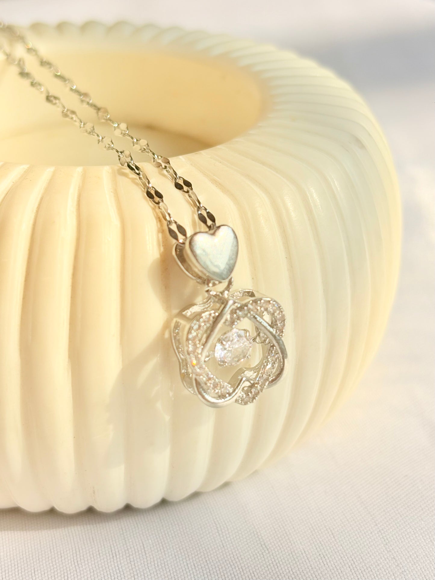Silver Heart Bloom Pendant
