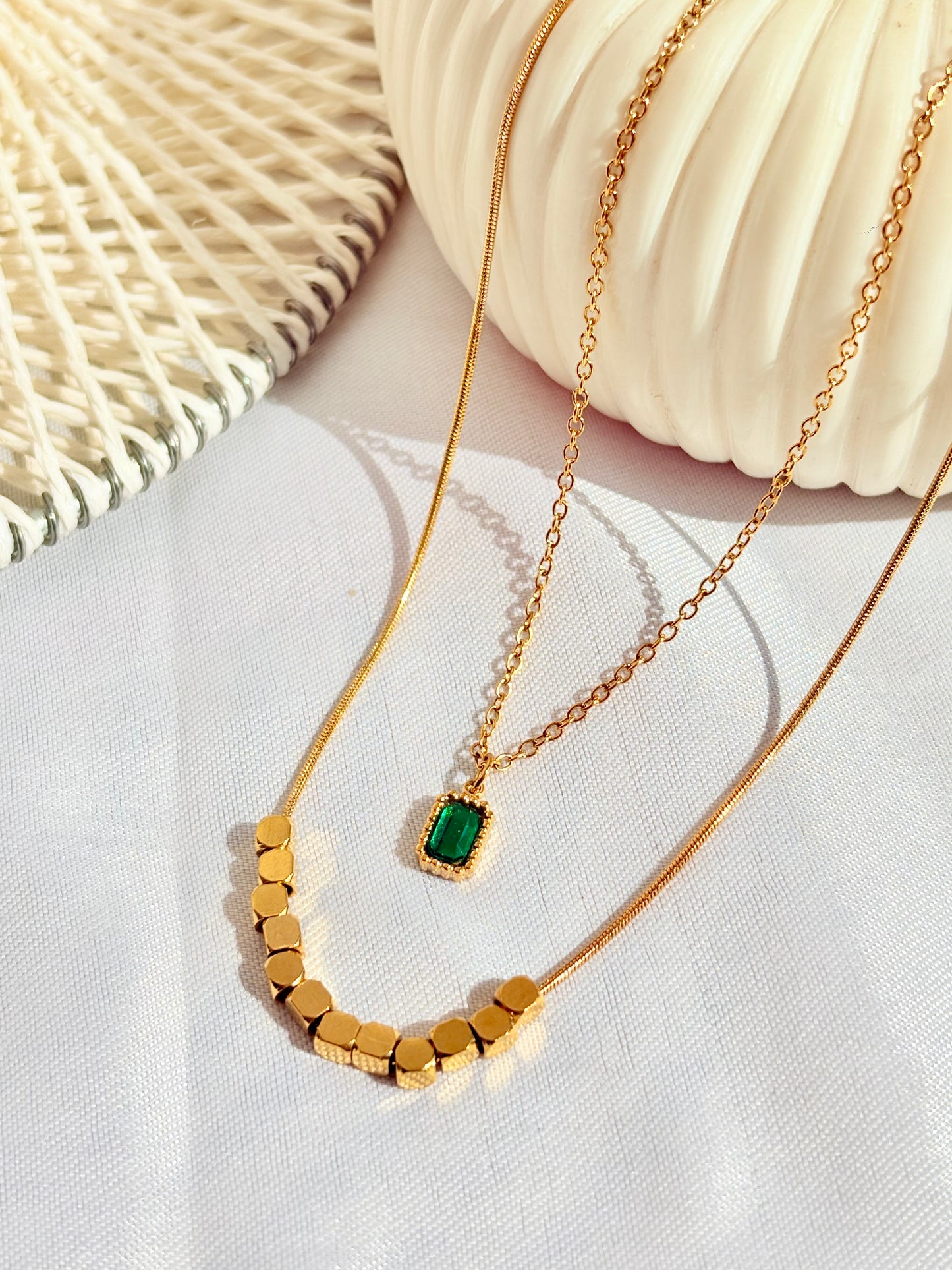 Double Layer Beaded Chain Pendant