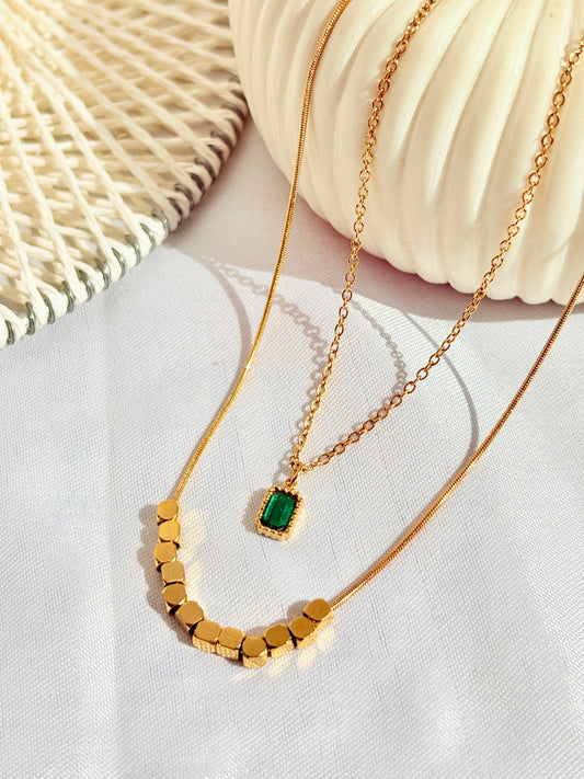 Double Layer Beaded Chain Pendant