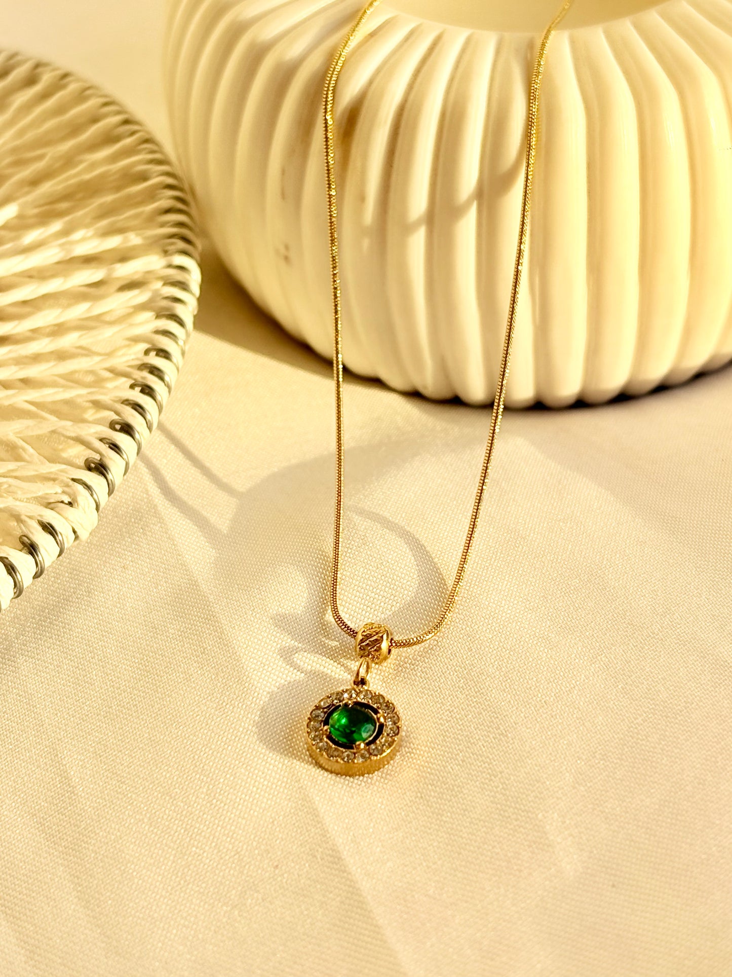 Emerald Halo Charm Pendant