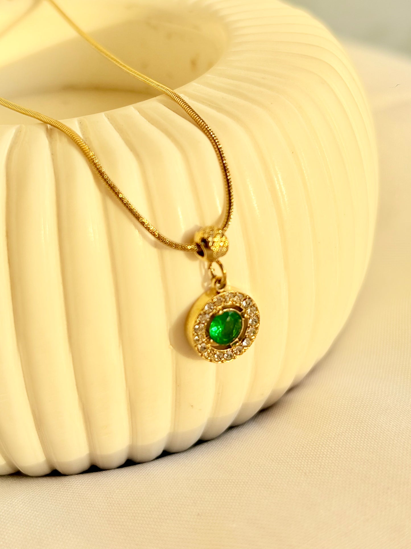 Emerald Halo Charm Pendant