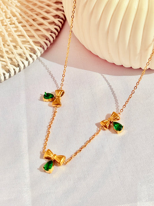 Emerald Bow Charm Pendant