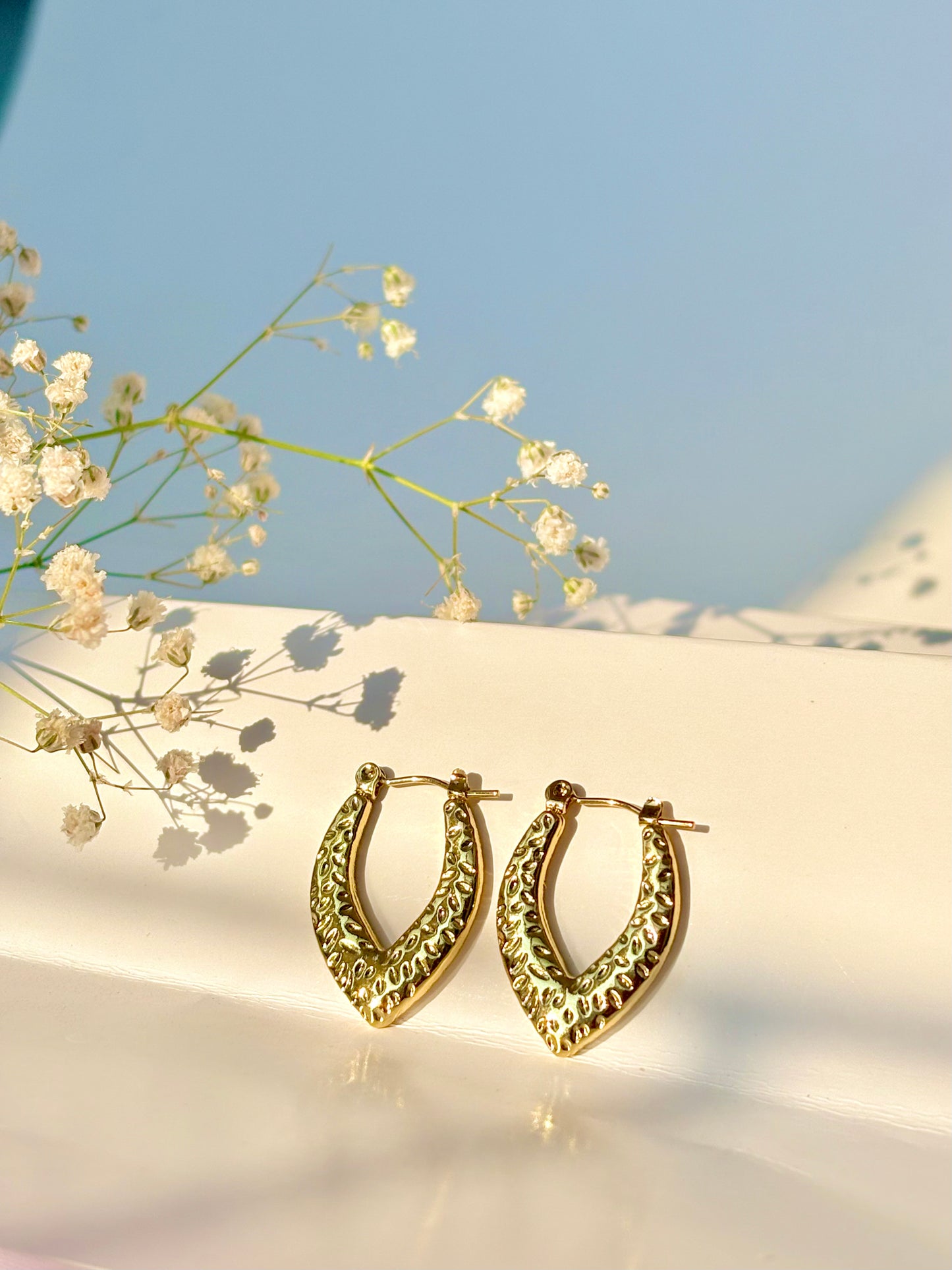 Textured Leaf Hoops
