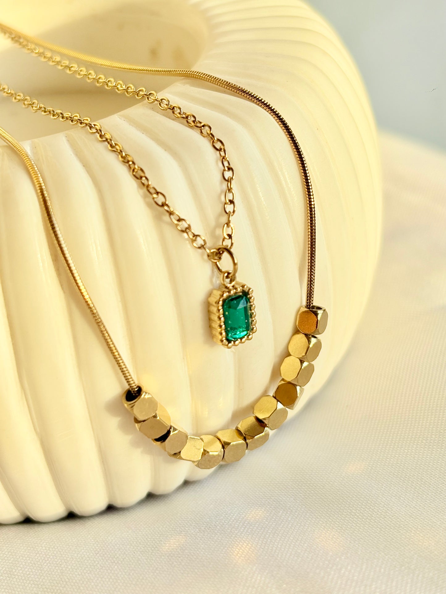 Double Layer Beaded Chain Pendant